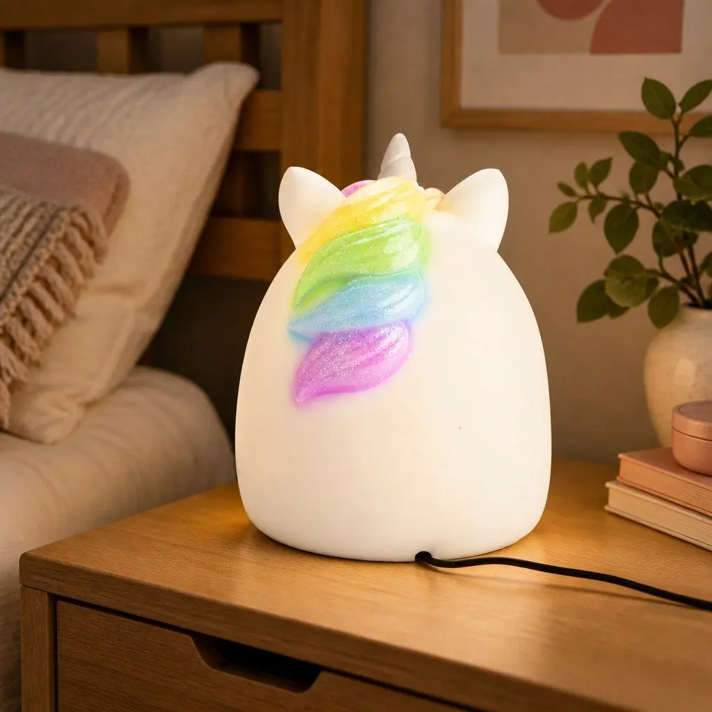 Unicorn Table Lamp Kids Bedroom Night Light Soft Warm LED