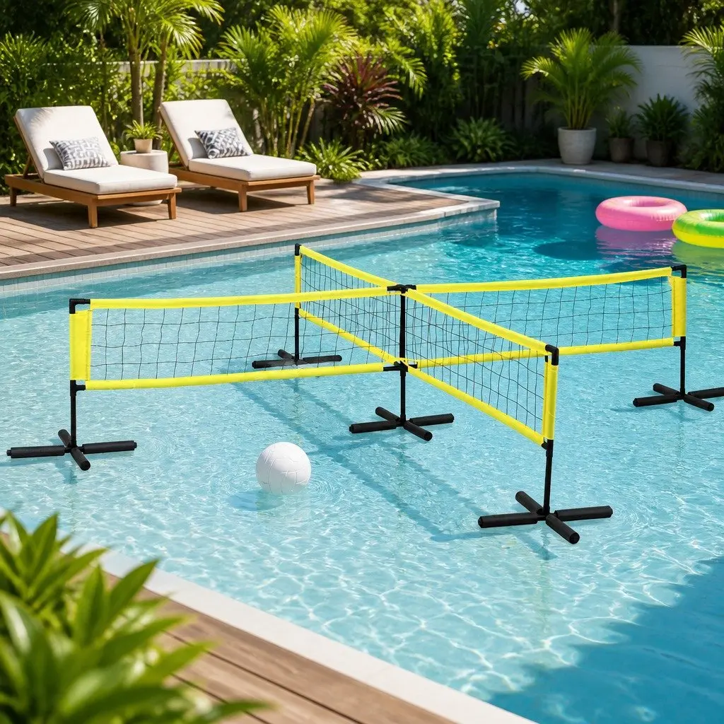 Water Volleyball Pool Net Set Floating Anchor Bags Game Equipment Portable
