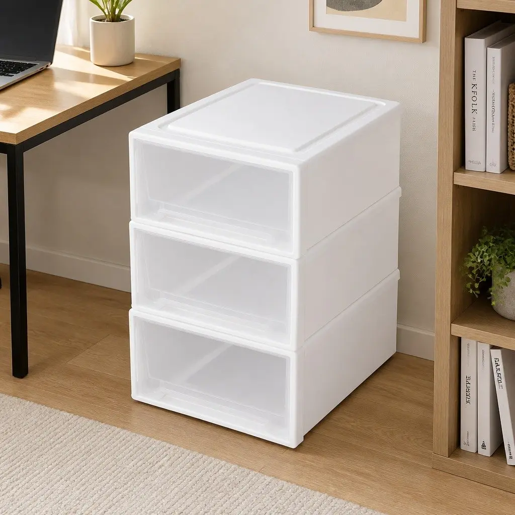Storage Drawers Large Stackable Containers 3PK Home Organiser Bedroom Bathroom
