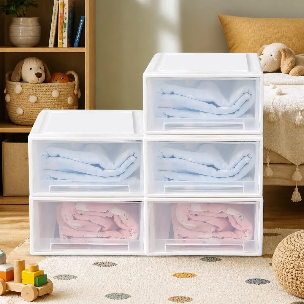 Storage Box Stackable Containers Kids Bedroom Playroom 5 Pack