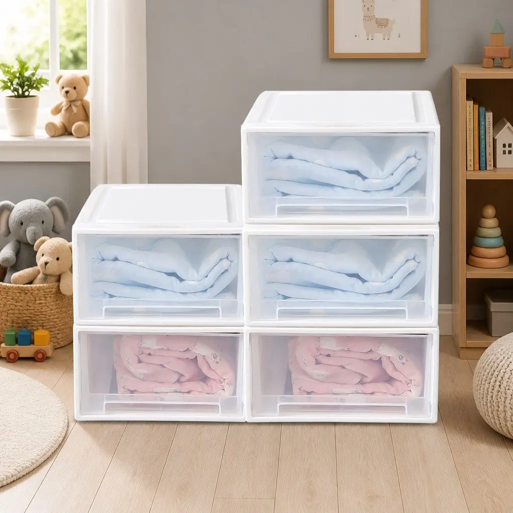 Storage Box Stackable Containers Kids Bedroom Playroom 5 Pack