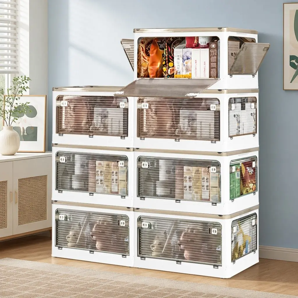 Stackable Storage Box for Home Organization Large Capacity Plastic Foldable 40.5cm x 29cm x 24cm