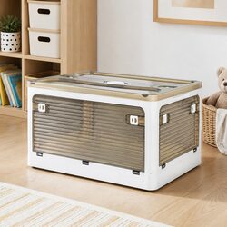 55L Stackable Storage Box Container with Lid Plastic Organiser Foldable