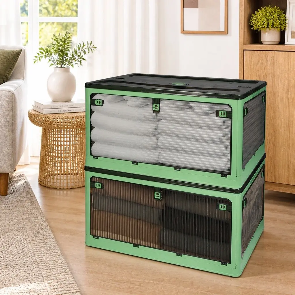 Stackable Storage Box Plastic Container with Lid Large Capacity Home Organizer 28L 55L 124L