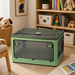 55L Stackable Storage Box Container Medium with Latch Lock Green