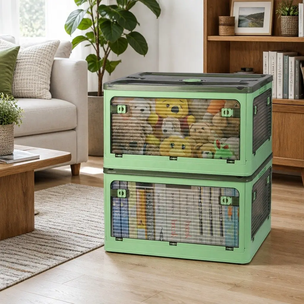 Stackable Storage Box Container for Home Organization 55L Green
