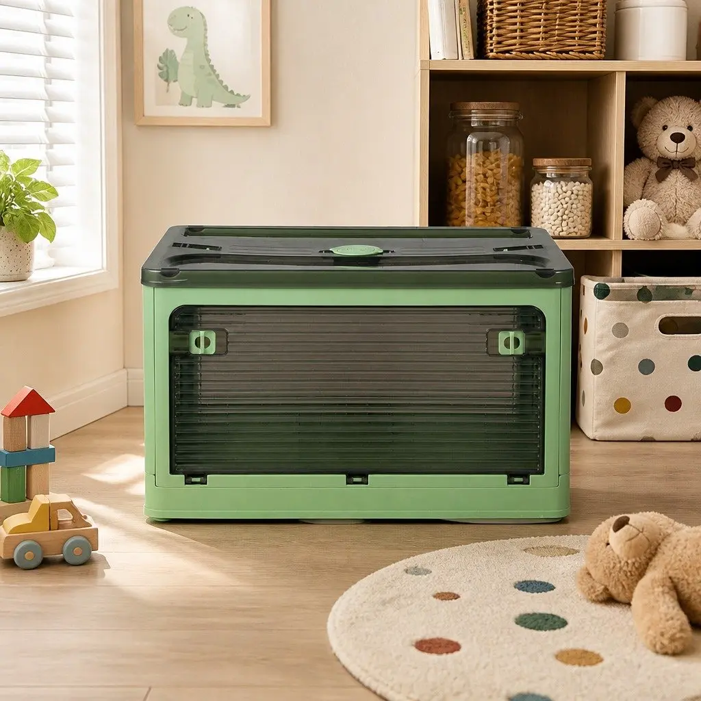 Stackable Storage Container with Lid for Home Organization Green Small Medium