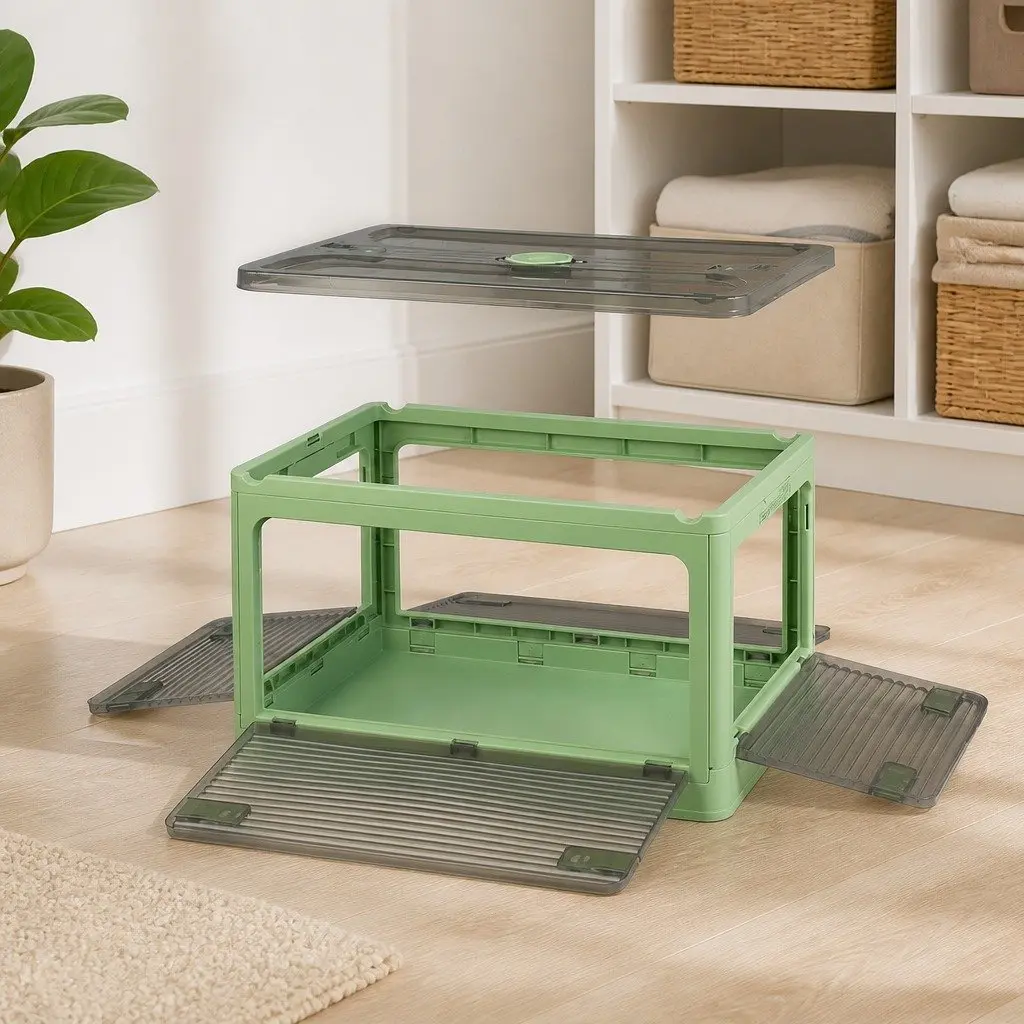Stackable Storage Container with Lid for Home Organization Green Small Medium