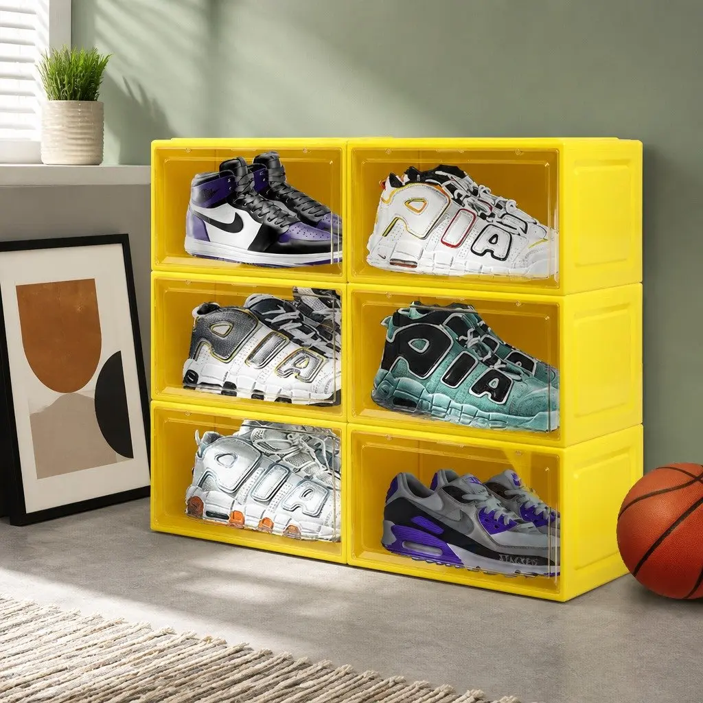 Stackable Sneaker Display Case Drop Front Clear Door Shoe Storage Organiser