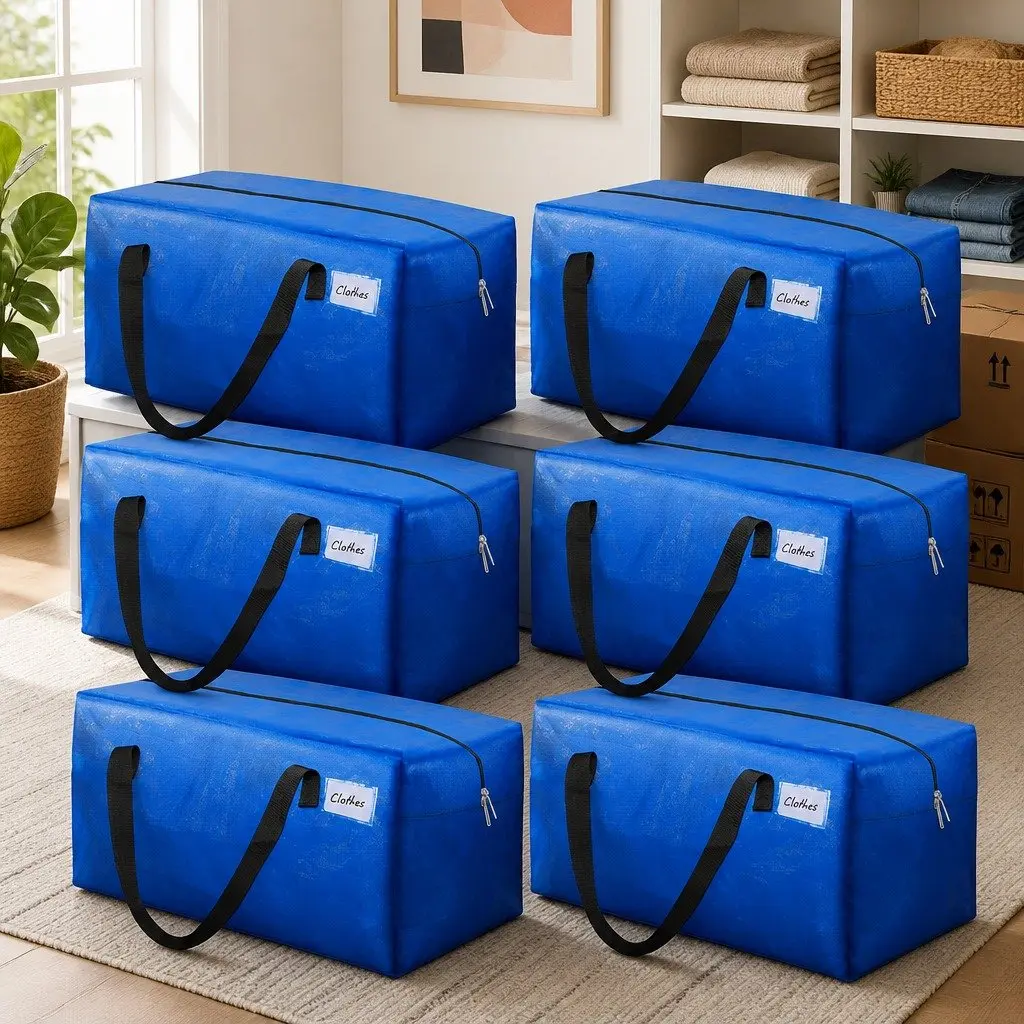 6 Pack Moving Storage Bags Heavy Duty Waterproof Carry Backpack Organiser