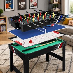 4-in-1 Games Table Foosball Pool Tennis Air Hockey Multi Game Party Activity