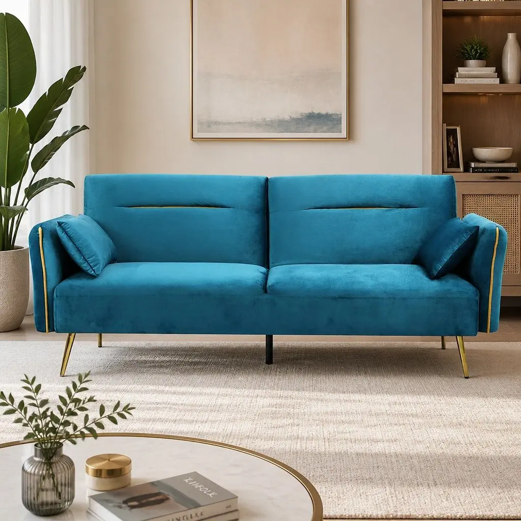 3-Seater Convertible Sofa Bed Futon Sleeper Couch Adjustable Backrest Lounger