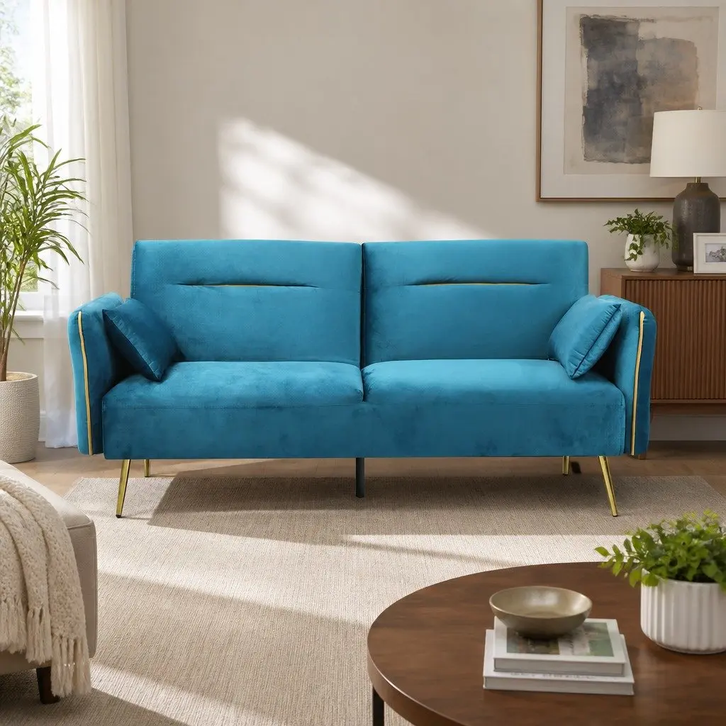 3-Seater Convertible Sofa Bed Futon Sleeper Couch Adjustable Backrest Lounger