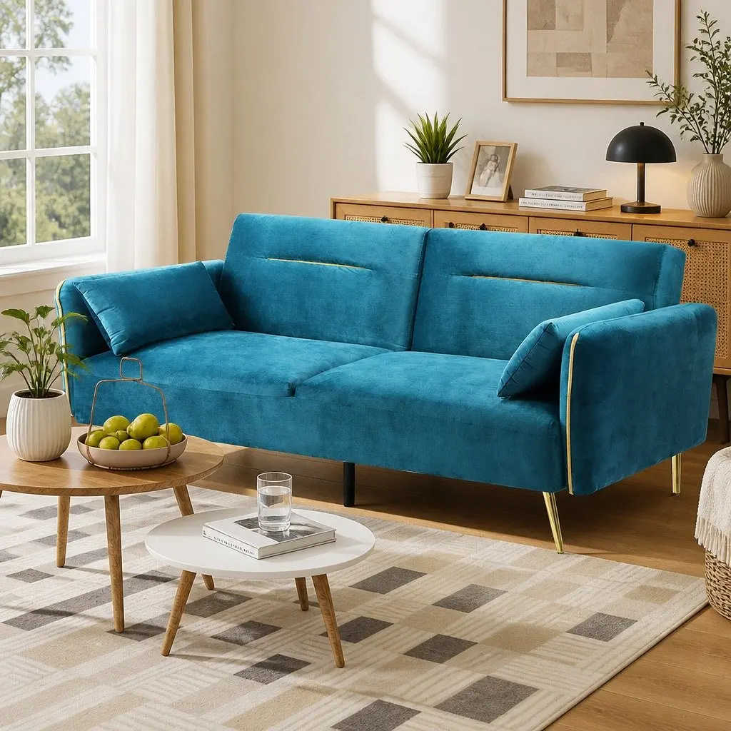 3-Seater Convertible Sofa Bed Futon Sleeper Couch Adjustable Backrest Lounger