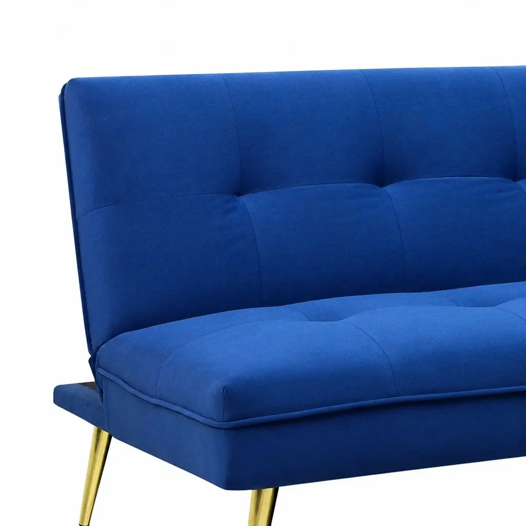 3 Seater Sofa Bed Convertible Velvet Adjustable Backrest Lounge Couch Deep Blue