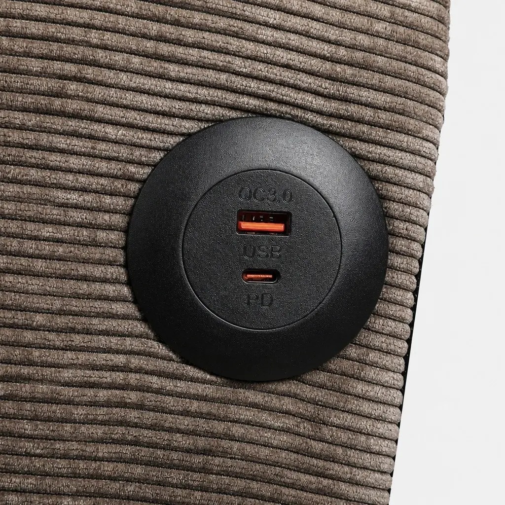 Convertible Sofa Bed 3 Seater USB Charging Port Adjustable Backrest Side Table