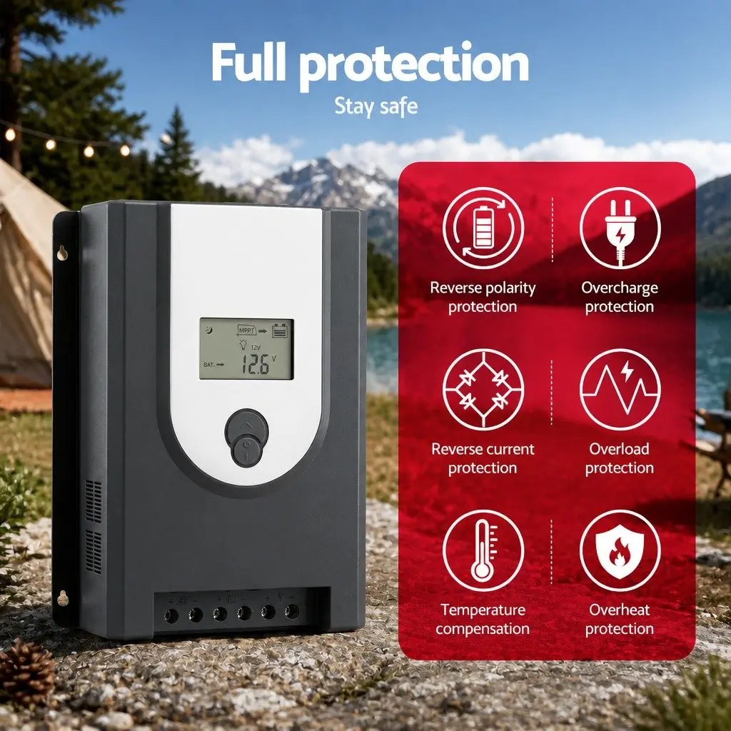 50A MPPT Solar Charge Controller 12V 24V Auto Battery Regulator Bluetooth