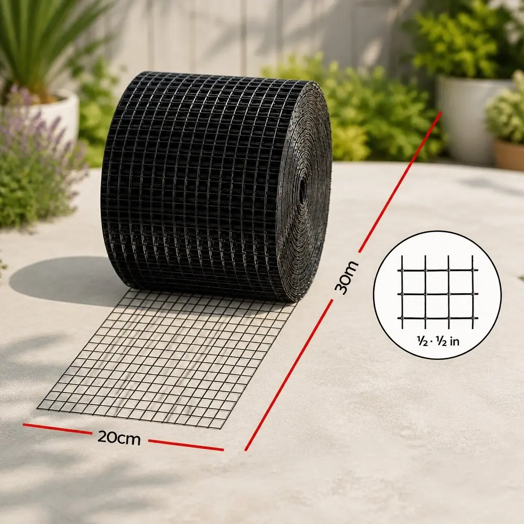 Solar Panel Bird Guard Mesh Critter Roll 20cm x 30M Protective Barrier Kit Black