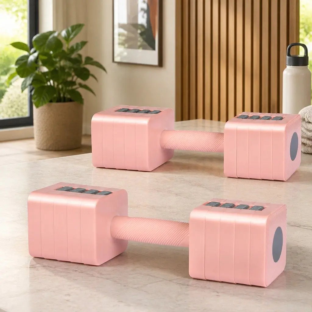 Adjustable Dumbbell Set 5kg Pink Training Fitness Home Gym