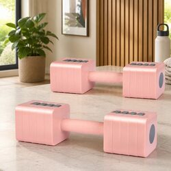 Adjustable Dumbbell Set 5kg Each Pink - 10kg Total Weight