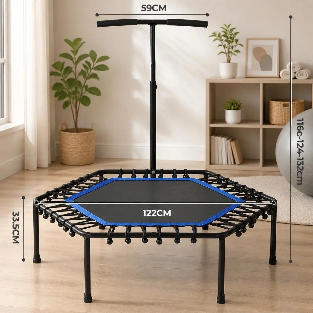 Mini Trampoline 48 Inch Rebounder Adult Fitness Workout Bouncer Adjustable
