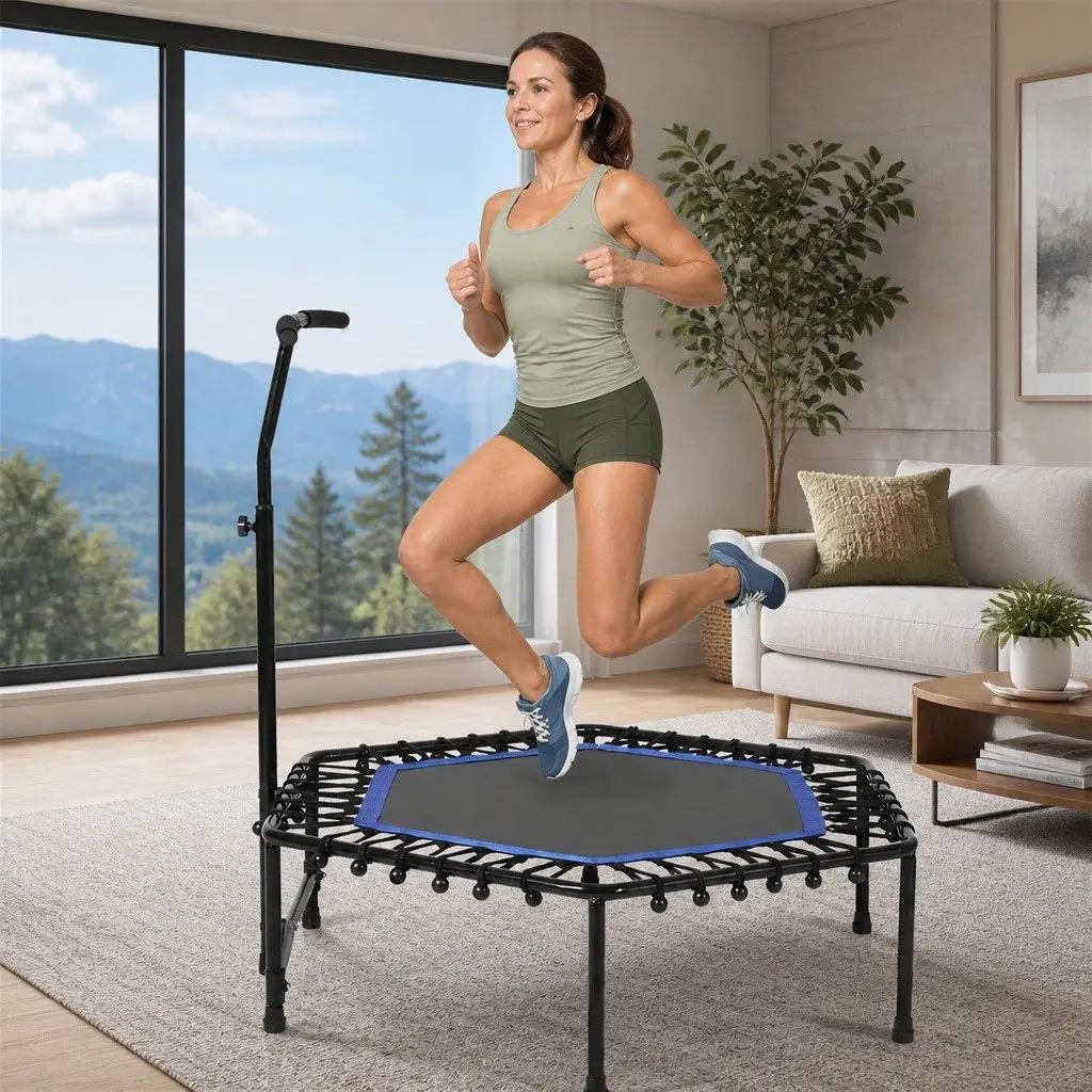 Mini Trampoline 48 Inch Rebounder Adult Fitness Workout Bouncer Adjustable