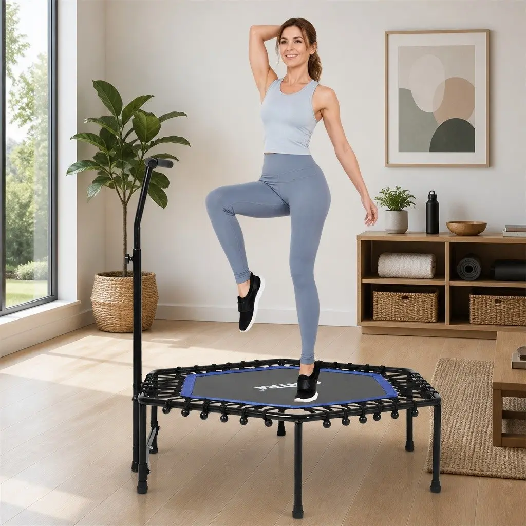 Mini Trampoline 48 Inch Rebounder Adult Fitness Workout Bouncer Adjustable