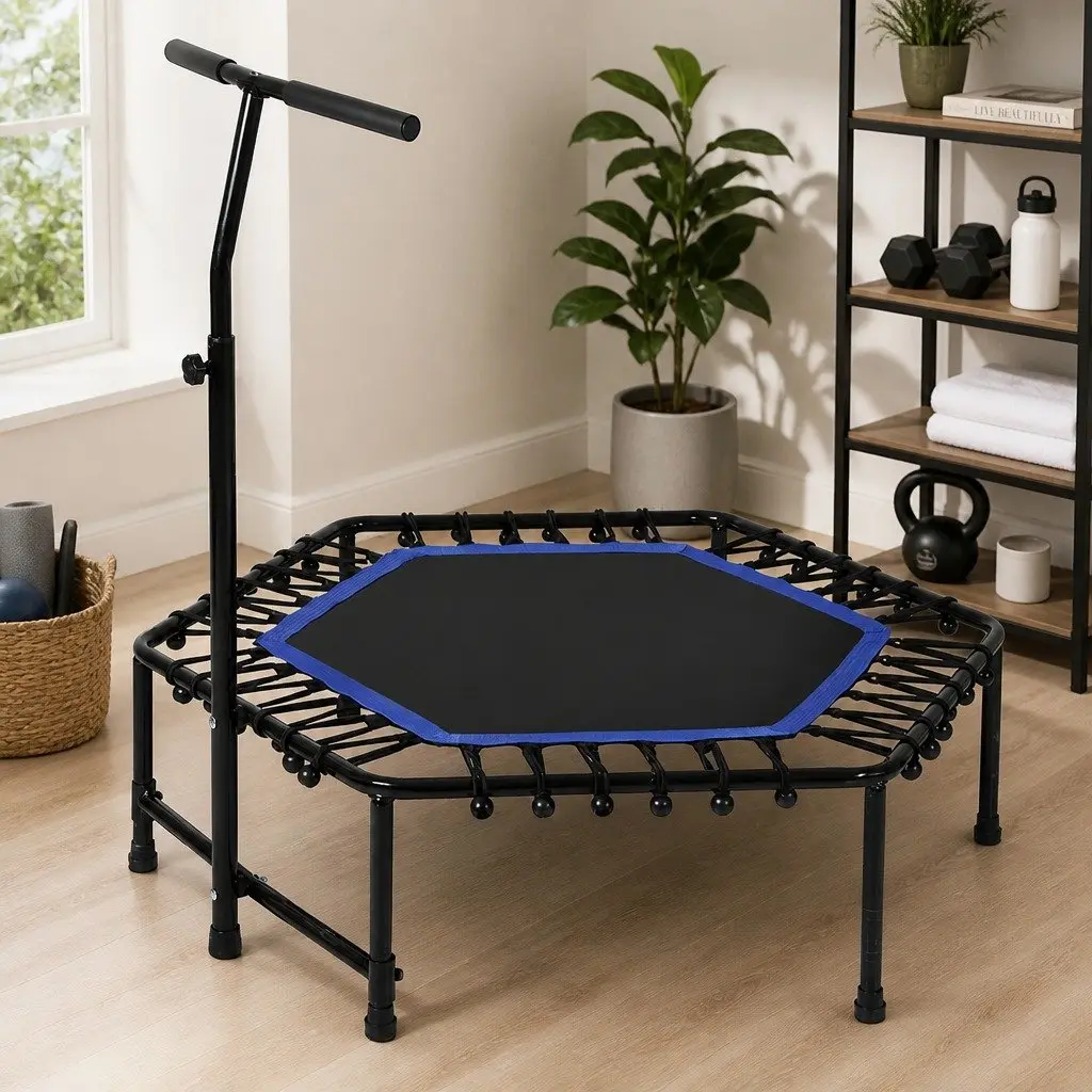 Mini Trampoline 48 Inch Rebounder Adult Fitness Workout Bouncer Adjustable