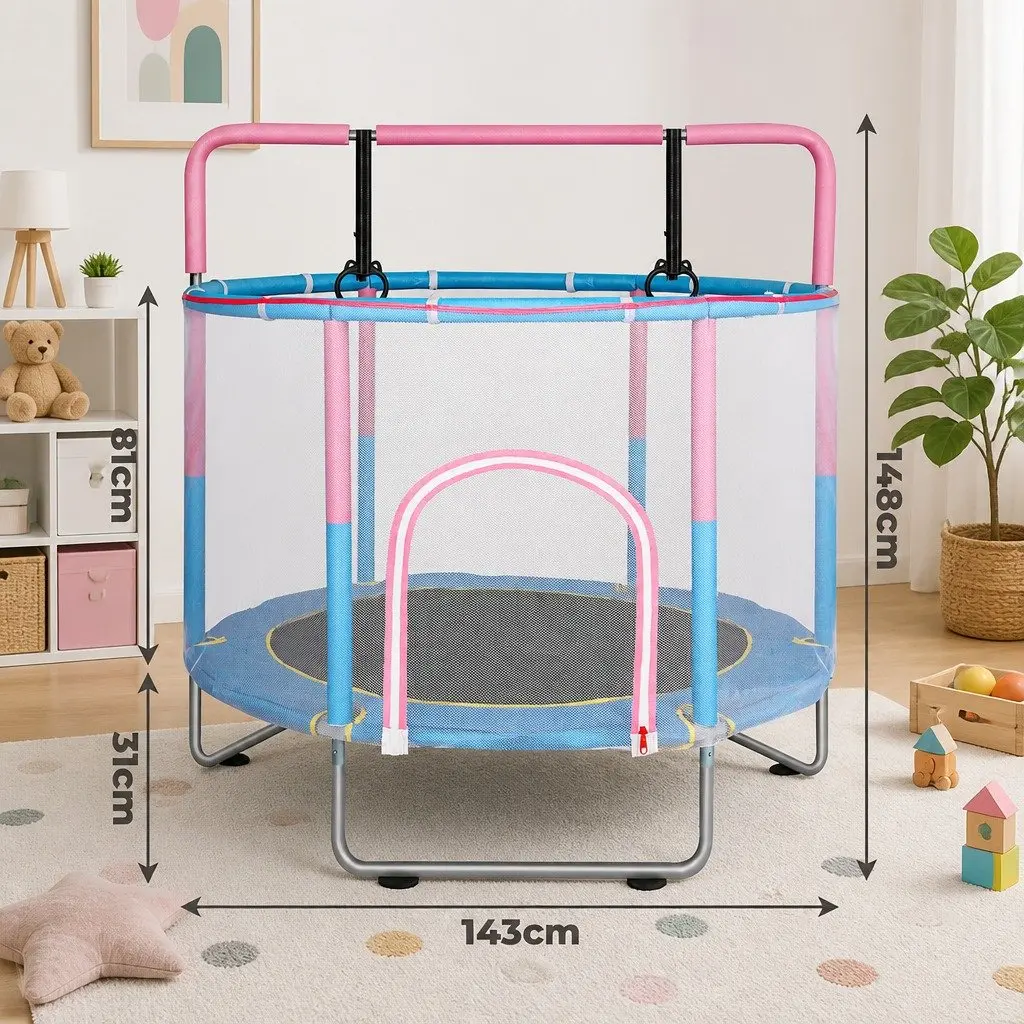 Kids Trampoline 55" Rebounder with Hanging Rings Indoor Outdoor Play Equipment