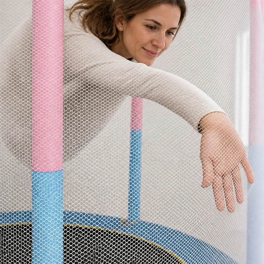 Kids Trampoline 55" Rebounder with Hanging Rings Indoor Outdoor Play Equipment
