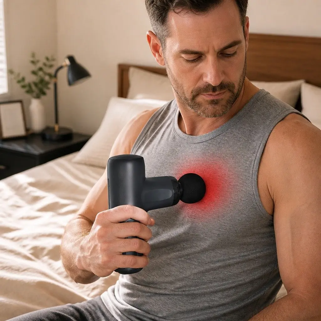 Deep Tissue Massage Gun Heat Cold Therapy 5 Heads Wireless Percussion Muscle