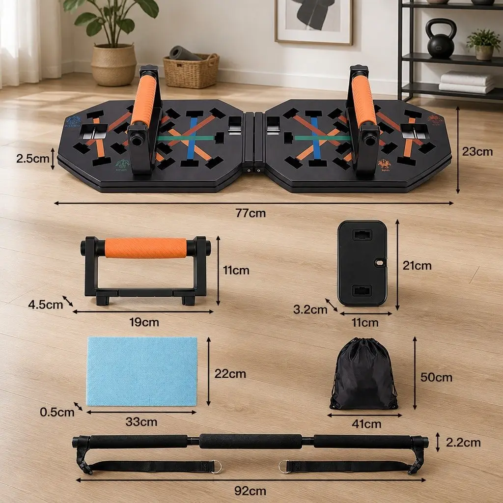Push Up Board Fitness Set Home Gym Training Equipment Multi Grip 77cm L x 23cm W x 2.5cm H