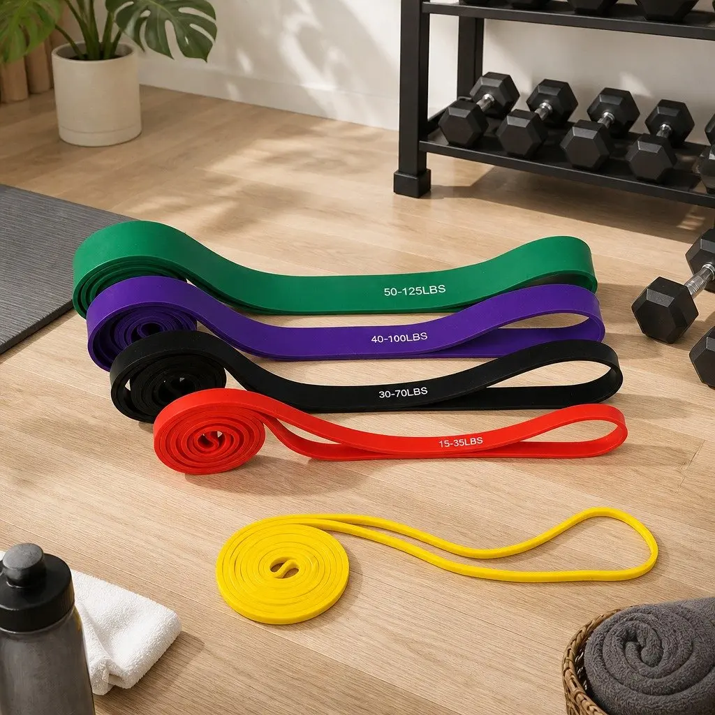 Resistance Bands Set of 5 Heavy Duty Levels Workout Training Yoga Stretch