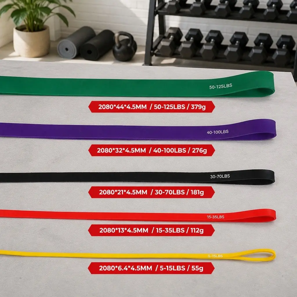 Resistance Bands Set of 5 Heavy Duty Levels Workout Training Yoga Stretch