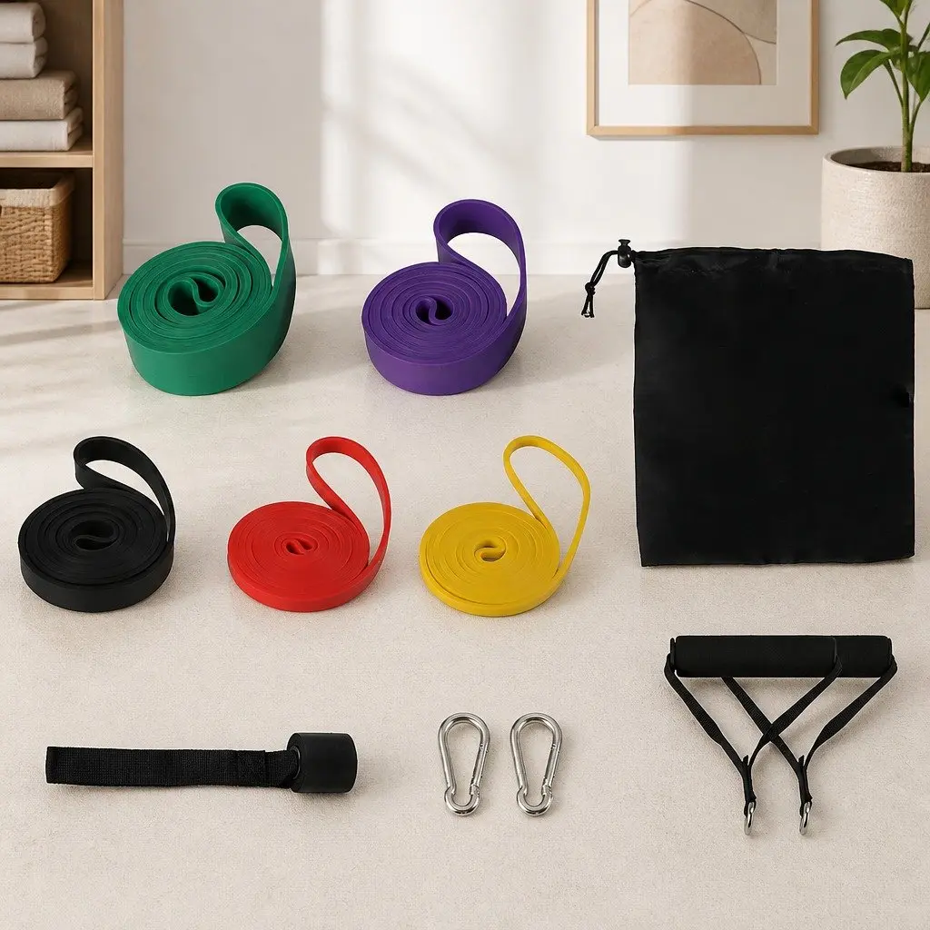 Resistance Bands Set of 5 Heavy Duty Levels Workout Training Yoga Stretch