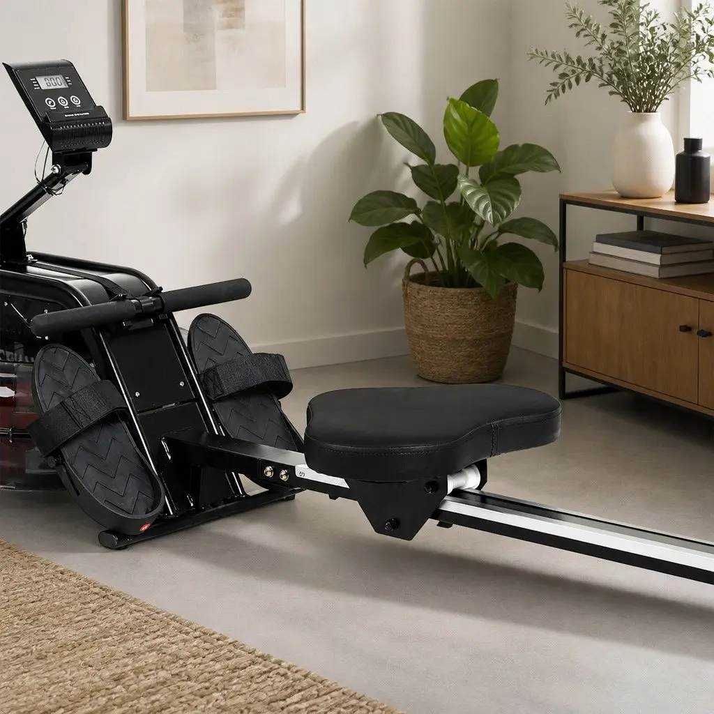 Water Rowing Machine Home Gym Equipment Fitness Rower LED Display Bluetooth Apps