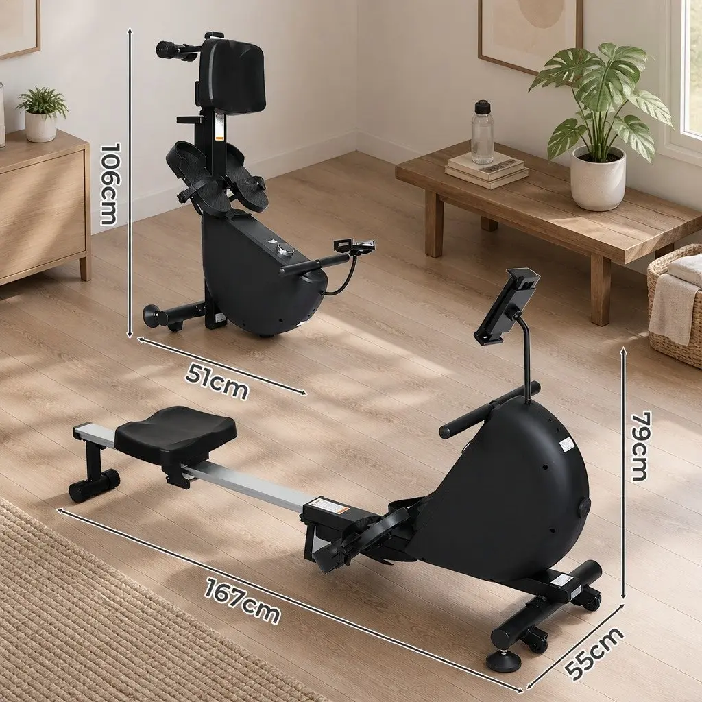 Rowing Machine Home Fitness Self-Powered Electric Telescopic Rail Magnetic Resistance