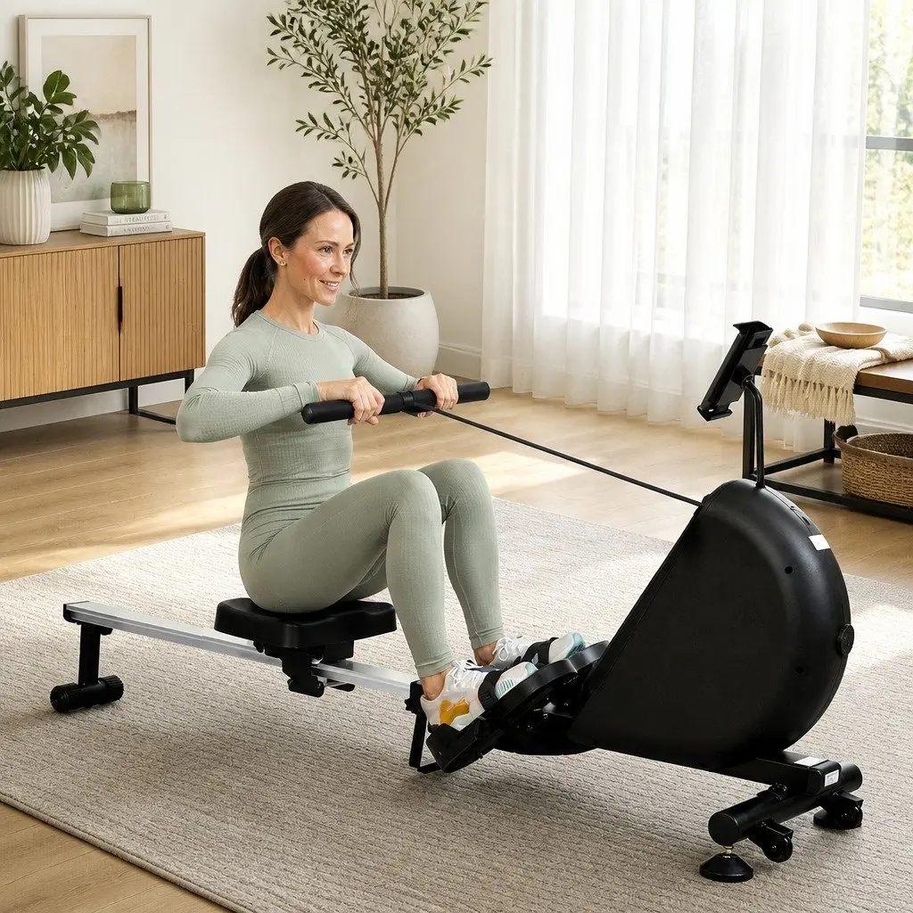 Rowing Machine Home Fitness Self-Powered Electric Telescopic Rail Magnetic Resistance