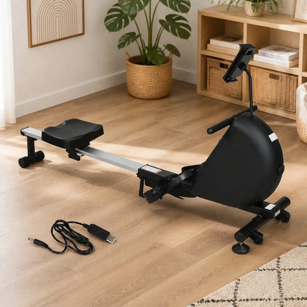 Rowing Machine Home Fitness Self-Powered Electric Telescopic Rail Magnetic Resistance