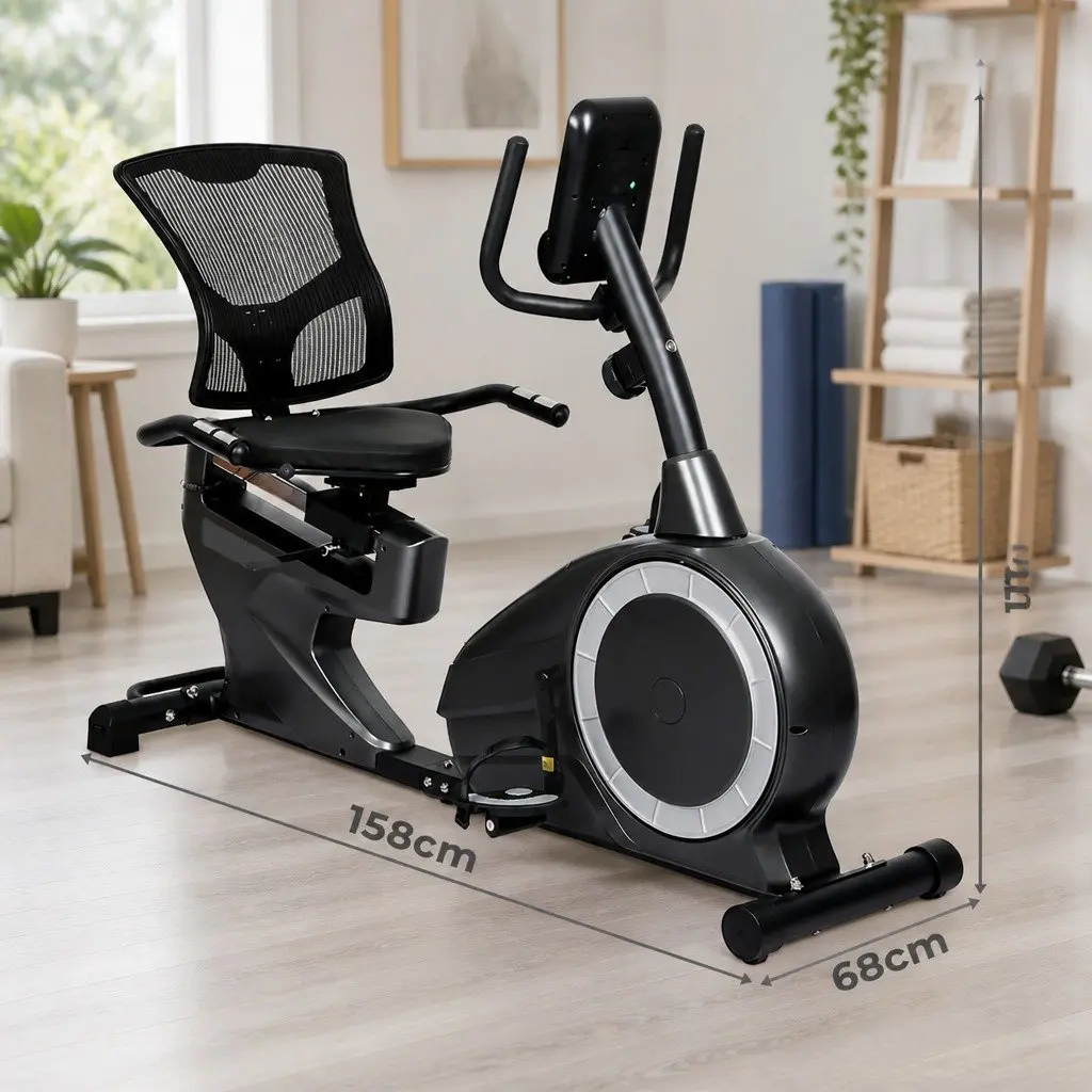 Recumbent Exercise Bike Indoor Cardio Training Equipment Adjustable Resistance