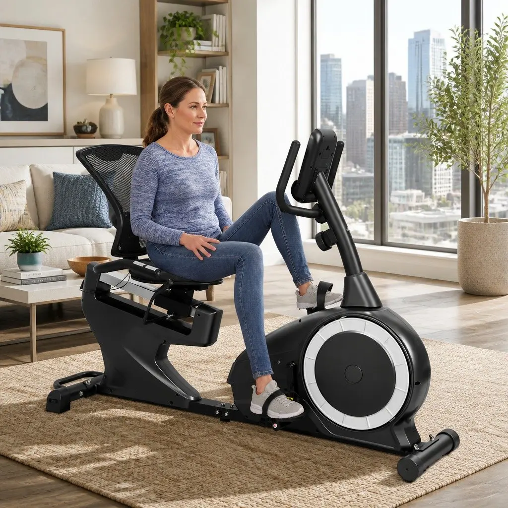 Recumbent Exercise Bike Indoor Cardio Training Equipment Adjustable Resistance