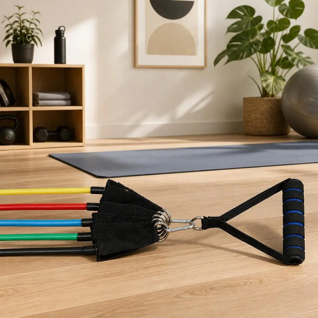 Resistance Bands Set Full Kit with Jump Rope Handles Door Anchor for Home