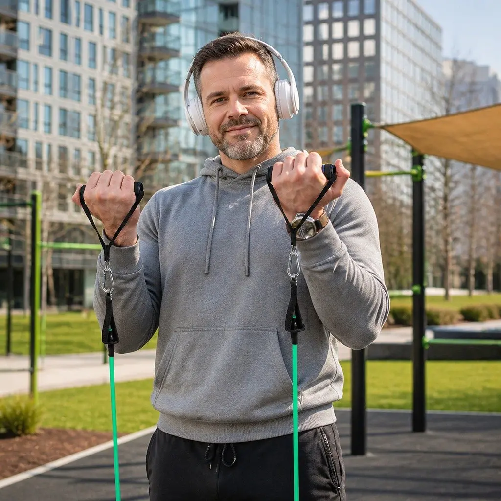 Resistance Bands Set Full Kit with Jump Rope Handles Door Anchor for Home