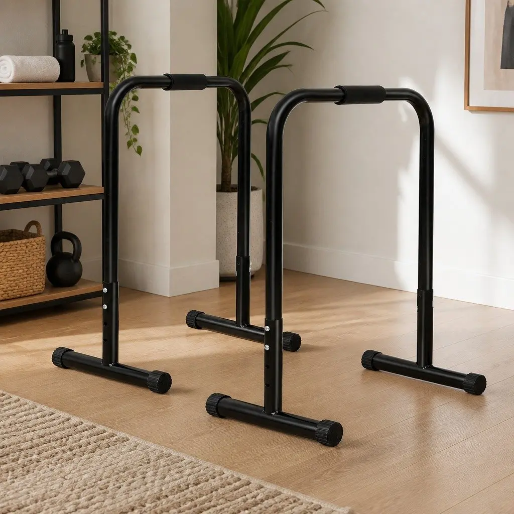 Adjustable Parallel Dip Bar Station Home Gym Pull-up Push-up Exercise Equipment