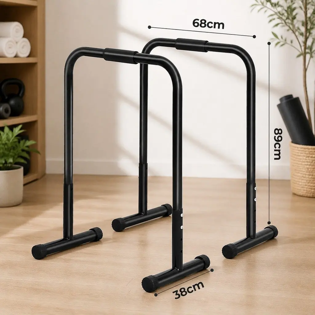 Adjustable Parallel Dip Bar Station Home Gym Pull-up Push-up Exercise Equipment