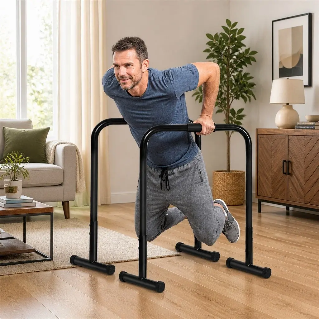 Adjustable Parallel Dip Bar Station Home Gym Pull-up Push-up Exercise Equipment