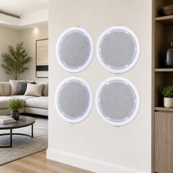 6 Inch Ceiling In-Wall Speakers Home Audio System White 4pcs Tweeter Stereo