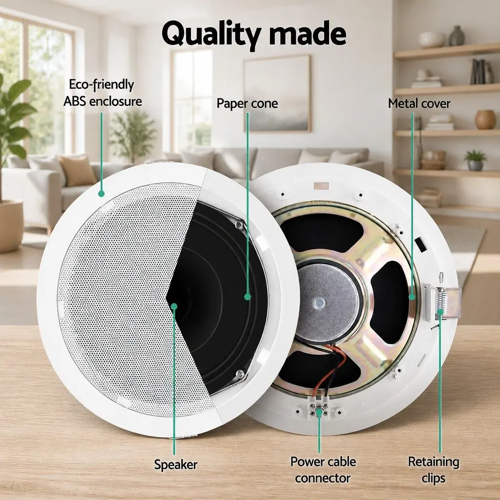 6 Inch Ceiling Speaker In Wall Home Audio Stereo Tweeter White 6 Pack Set