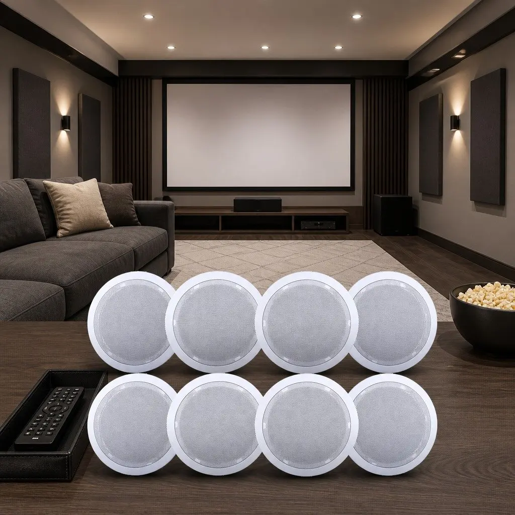 6 Inch Ceiling Speaker Home Audio System In Wall Stereo Tweeter White 8pcs Pack