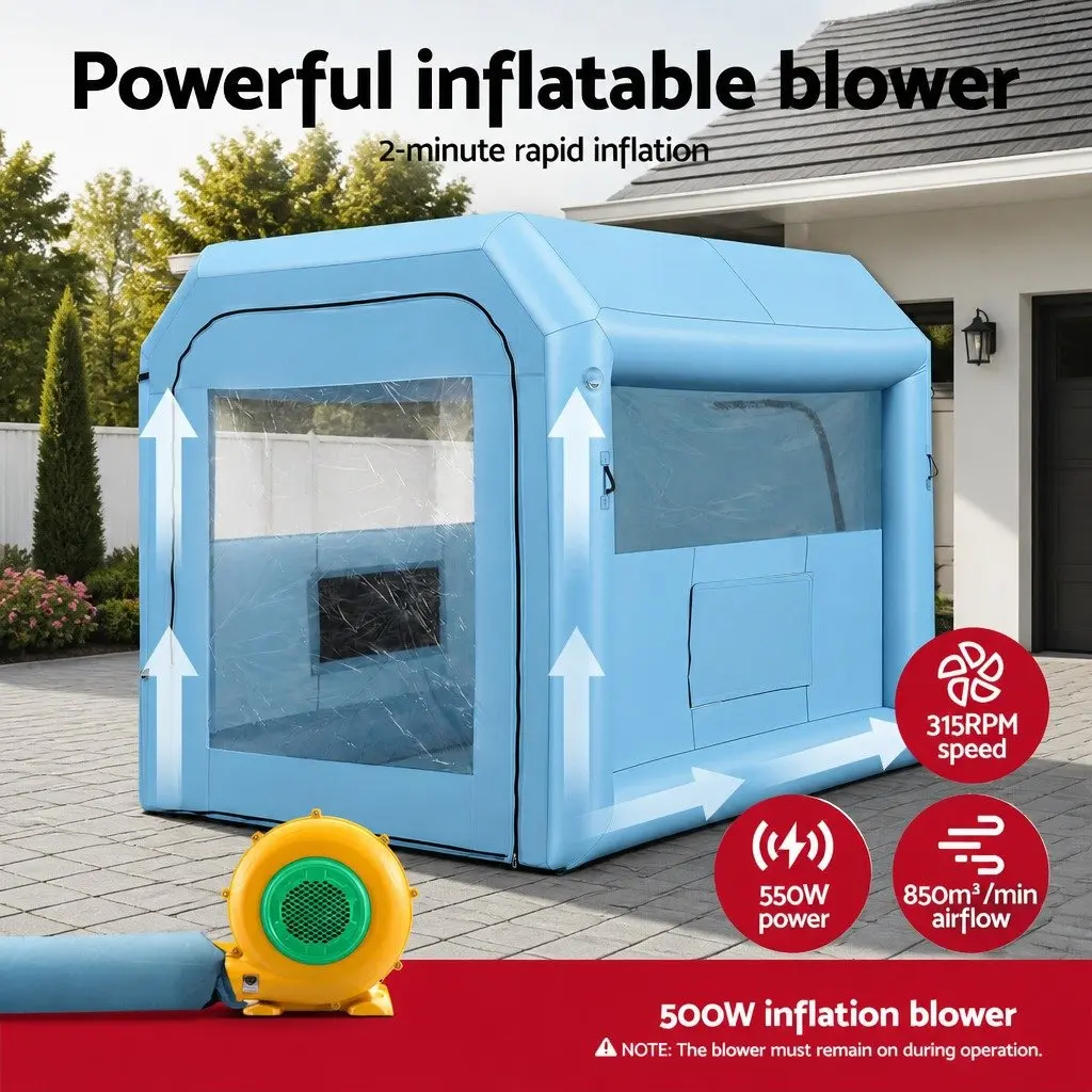 Inflatable Paint Booth 2.5x2.5x3M with 550W Blower